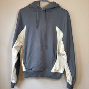 Helmut Lang Blue Colorblocked Raglan Deep Artic/White Sweatshirt/Hoodie M